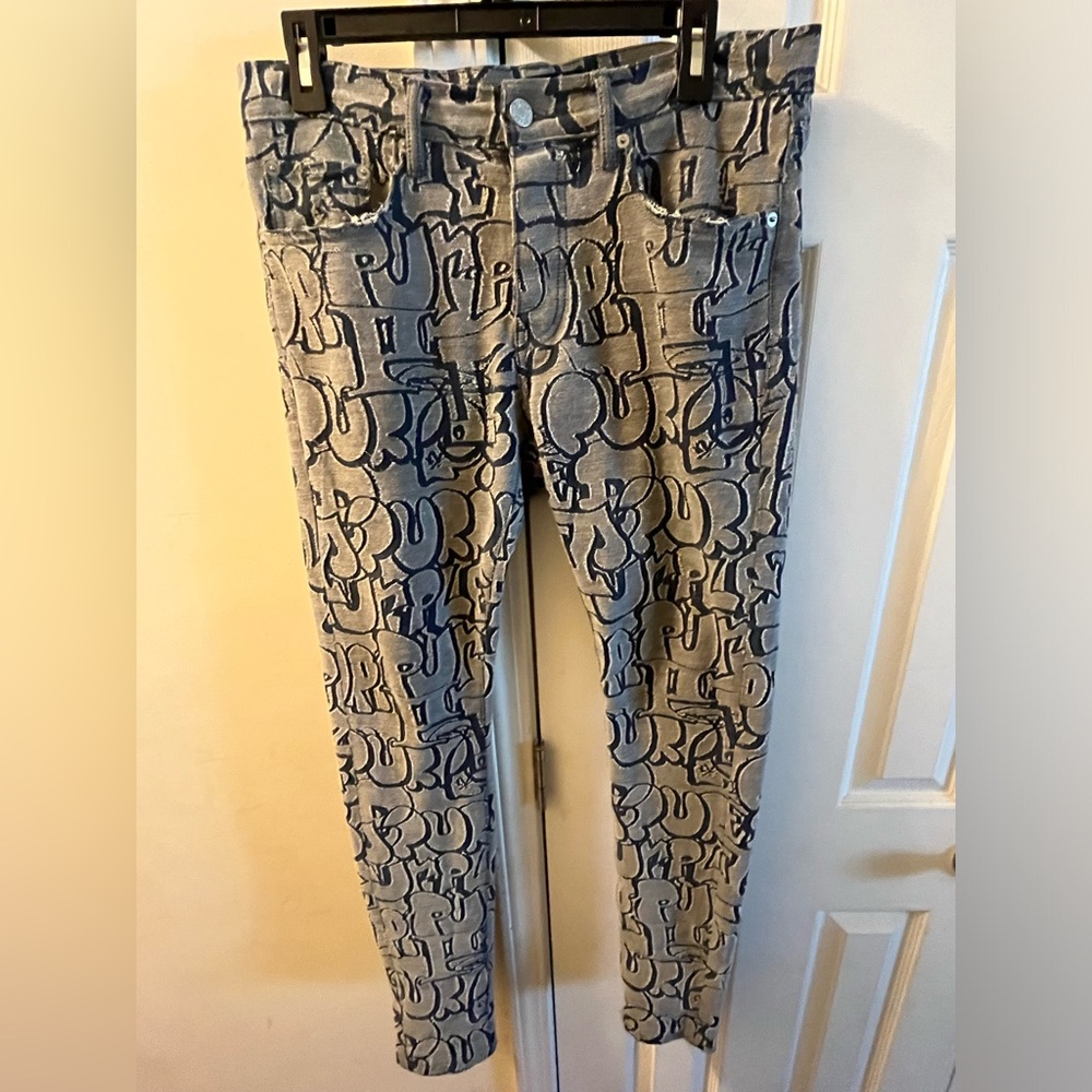 Purple Brand All Over Bubble Print Distressed Men's Jeans Size 30
